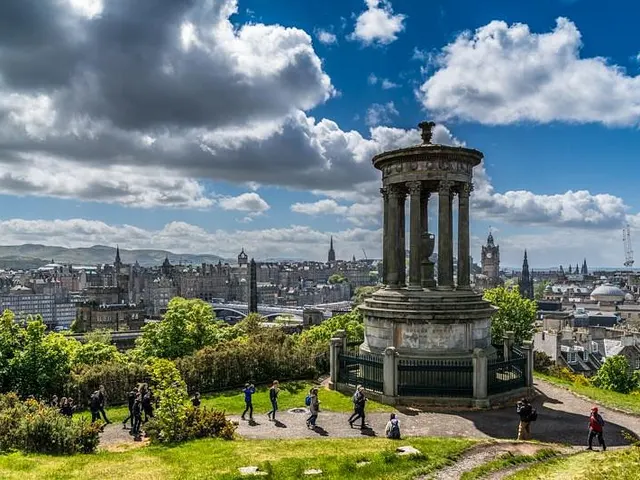 The Dugald Stewart Monument on Calton Hill, looking over the Old Town