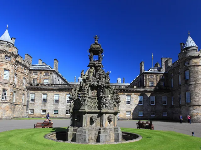 The fountain in the forecourt of the Palace of Holyroodhouse