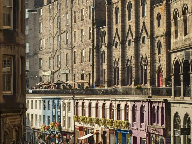 Colourful shopfronts on Victoria Street, leading down to the Grassmarket