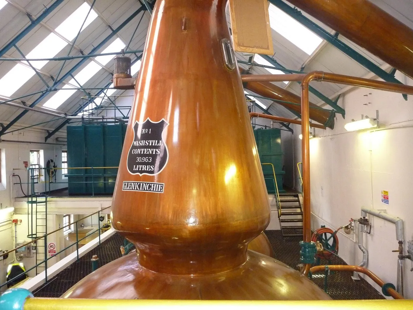 The copper wash still at Glenkinchie Distillery, the first stop on our whisky tour from Edinburgh