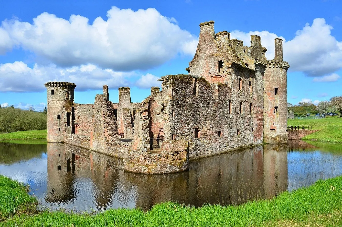 Caerlaverock Castle and its moat, Dumfries and Galloway