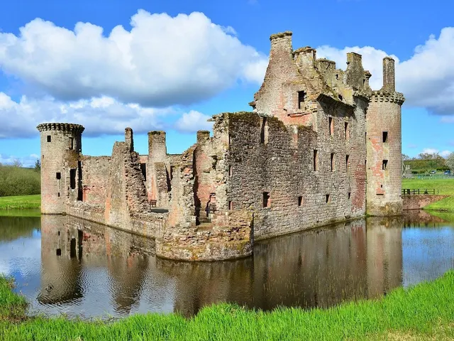 Caerlaverock Castle reflected in its moat