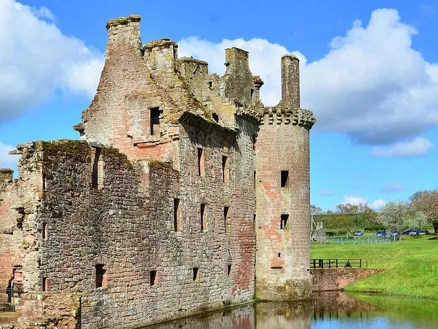 The red sandstone towers of Caerlaverock Castle