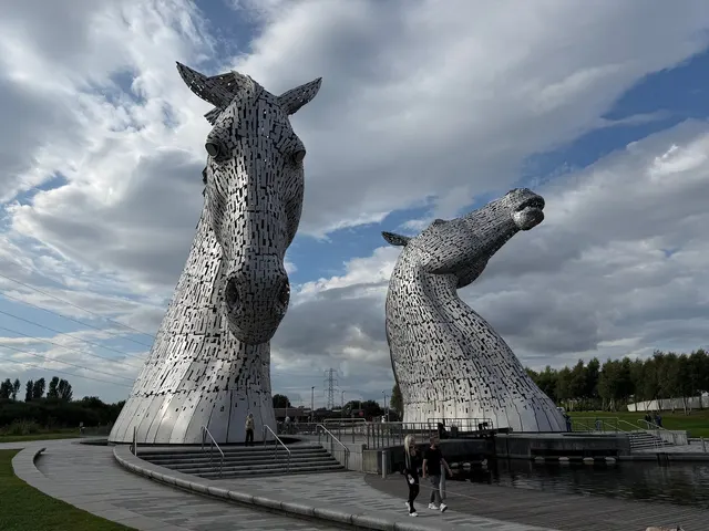 The Kelpies beside the canal