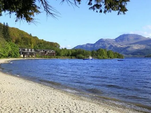 Luss beach with Ben Lomond across the loch
